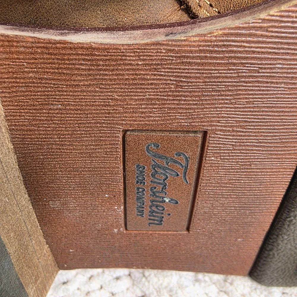Florsheim Boots Brown Leather Lace Up Side Zip Cap Toe Mens 10